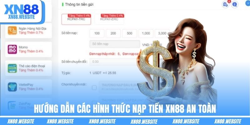 Hướng dẫn các hình thức nạp tiền XN88 an toàn